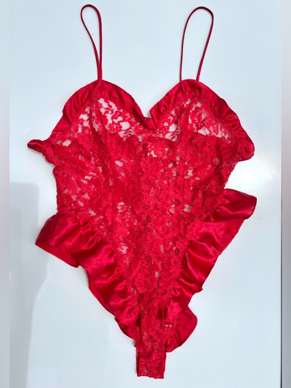 Victoria's Secret Teddy Bodysuit VTG 80s 90s Gold Label Lace Medium Lingerie Red